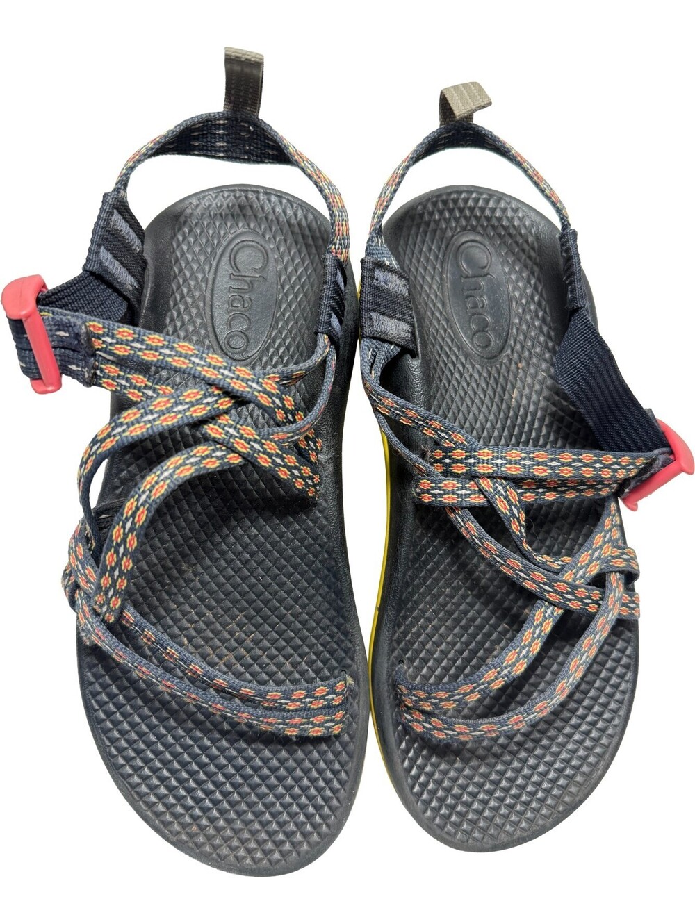Chaco ZX/2 Classic Outdoor Sandals Womens Size 6 Navy Yellow Pink Pull-Tab ZX/1